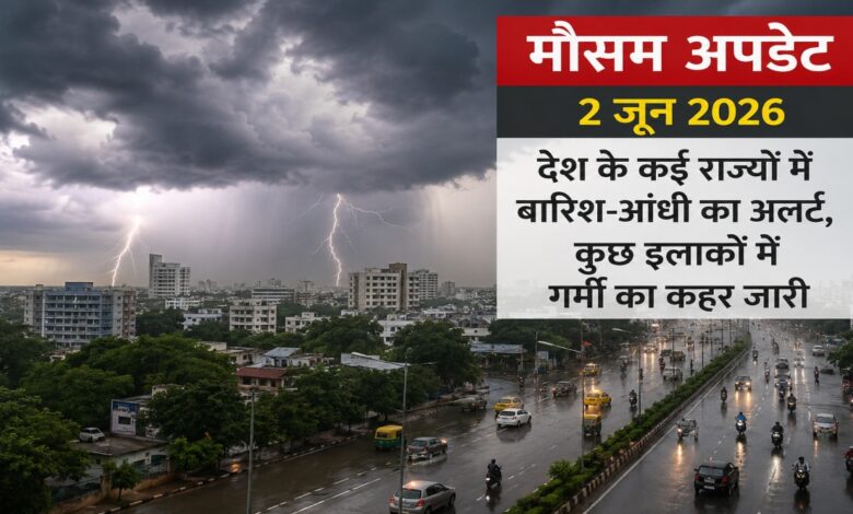 Weather Update June 2 2026, India Weather Forecast, Rain Alert India, Thunderstorm Warning, Heavy Rainfall Alert, Heatwave Alert, IMD Weather Update, Monsoon Update India, Weather News India, Storm Alert, Strong Winds Alert, Rain and Thunderstorm, Summer Heat India,