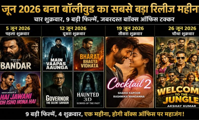June 2026 Biggest Bollywood Release Month, Bollywood Box Office Clash 2026, 9 Bollywood Films Release, Major Bollywood Releases June 2026, Bollywood Box Office Battle, Hindi Cinema News, Bollywood Movie Clash, Upcoming Bollywood Movies 2026, Bollywood Trade News, Indian Film Industry, Box Office Competition, Bollywood Entertainment News, June Movie Releases India, Big Budget Bollywood Films, Cinema Release Calendar 2026, Bollywood Industry Update,