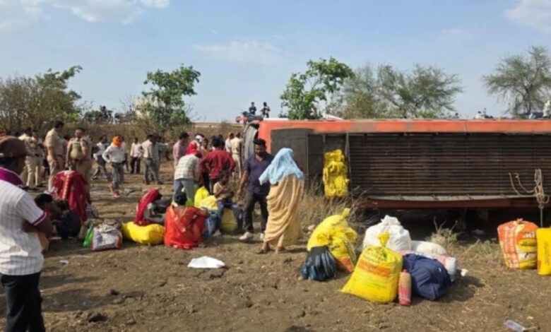 Kabirdham bus accident NH-30, Raipur Lucknow bus overturned, Nafis Travels bus accident Chhattisgarh, steering failure bus accident India, 60 passengers bus overturned, Kabirdham road accident 2026, villagers rescue bus passengers India, emergency rescue operation Chhattisgarh, five injured bus accident Kabirdham,