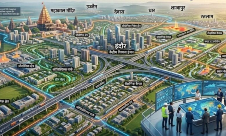 Ujjain Indore Metropolitan Region, Ujjain Indore Development, Madhya Pradesh, Metropolitan Region, Indore, Ujjain, Dewas, Dhar, Shajapur, Ratlam, Infrastructure Development, Urban Development, Regional Development Plan, Investment Plan, Connectivity, Railway Projects, Road Connectivity, Industrial Development, Agriculture Development, Smart City, Urban Planning,