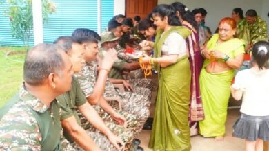 Raksha Bandhan, CRPF Jawans, CRPF Soldiers, Brahmin Samaj Mahila Manch, Rakhi Celebration, Rakhi Tied to Soldiers, Women Honour Soldiers, National Service, Nation Security, Army Respect, Soldier Brotherhood, Raksha Sutra, Rakhi Festival, CRPF Rakhi Program, Women Empowerment, Social Initiative, Patriotic Celebration, Family Away From Home,