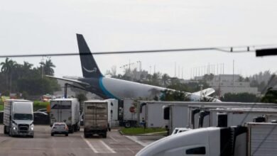 Miami Airport, Miami International Airport, Amazon Cargo Plane, Amazon Air, Boeing 767-300, Plane Crash, Aircraft Accident, Runway Excursion, Runway Overshoot, Airport Accident, Miami Plane Crash, Cargo Plane Crash, Amazon Plane Crash, Boeing 767 Accident, Aircraft Crash, Plane Accident, Five Dead, Five Injured, Three Critical, 208 Kmph, FlightRadar24, Runway Accident, Aviation News, US News, Miami News, International News, Airport Safety, Go Around, Runway Safety,
