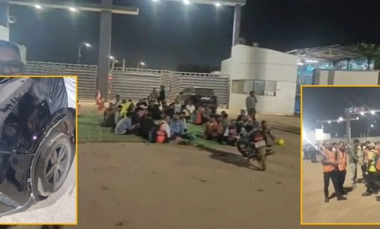 Raikheda Power Plant, Adani Power Plant, Raipur News, Chhattisgarh News, Raikheda News, Kharora News, Labour Clash, Bihar Workers, Chhattisgarh Workers, Stone Pelting, TI Injured, Police Attack, Sarpanch Vehicle Vandalized, Alcohol Dispute, Adani Power, Raipur Crime, Kharora Police, Labour Dispute, Police Force,