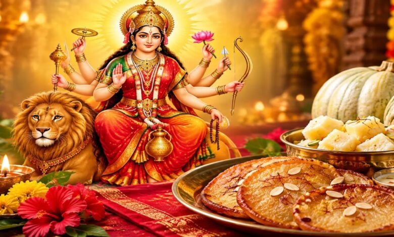 Maa Kushmanda Bhog, Navratri 2026, Fourth Day of Navratri, Maa Kushmanda Puja, Malpua Bhog, Petha Bhog, Navratri Puja Vidhi, Durga Puja, Maa Kushmanda Significance,