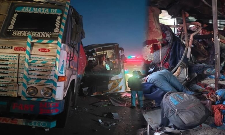 Raipur Bilaspur National Highway Accident, Chhattisgarh Road Accident, Balodabazar Accident, Simga Road Accident, Bus Truck Collision, Bus Accident News, 3 Dead 10 Injured, Chhattisgarh Breaking News, Raipur News, Bilaspur News, Darachura Accident, Royal Travels Bus, Road Safety,